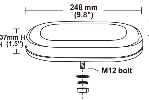 Elite High Brightness Small Low Profile Amber Beacon 248mm (L) x 172mm (W) x 37mm (H) - Image 6