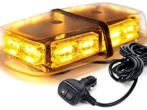 Elite High Brightness Low Profile LED Beacon Amber Full View with Plug