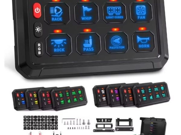 Bluetooth 8 Gang Switch Panel 12V 24V Truck Marine Boat Car SUV Universal Off Road Lights LED Switch Panel 12V