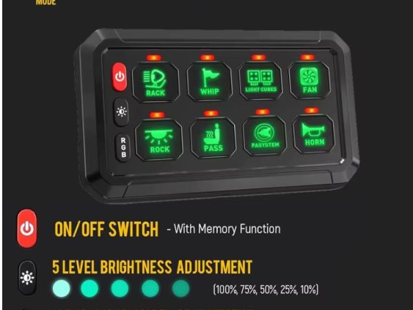 Bluetooth 8 Gang Switch Panel 12V 24V Truck Marine Boat Car SUV Universal Off Road Lights LED Switch Panel 12V - Image 3