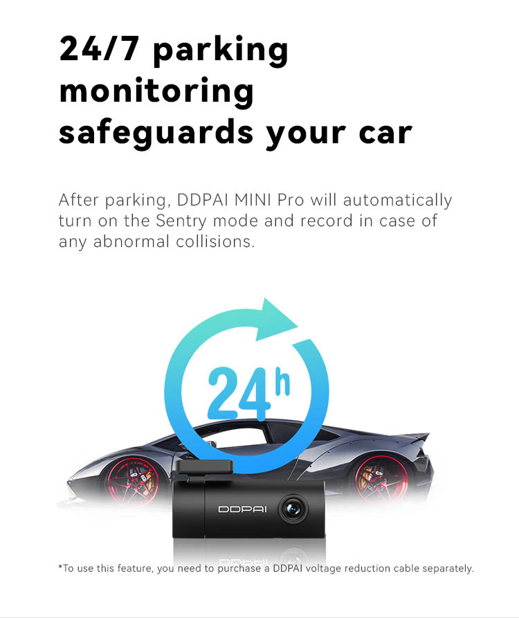 24/7 parking monitoring safeguards your car.