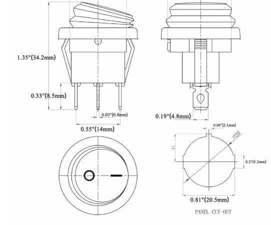 ON-OFF ILLUMINATED WATERPROOF ROUND ROCKER SWITCH 20MM - Image 3