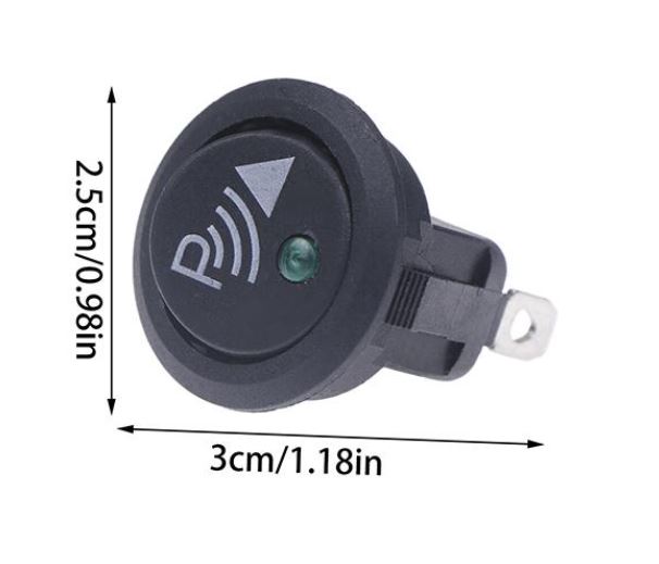 12V ILLUMINATED ROUND ROCKER SWITCH FOR FRONT PARKING SENSOR UNIVERSAL ...